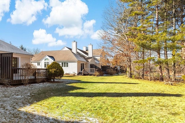 view of yard featuring a deck