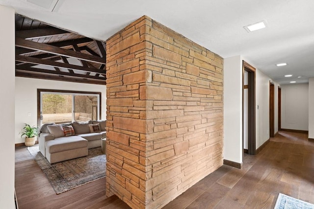 126 Prospect Hill St, Taunton, MA 02780 - hall with baseboards and wood finished floors