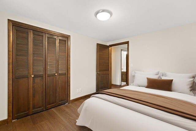 126 Prospect Hill St, Taunton, MA 02780 - bedroom with dark wood-style flooring, a closet, and baseboards
