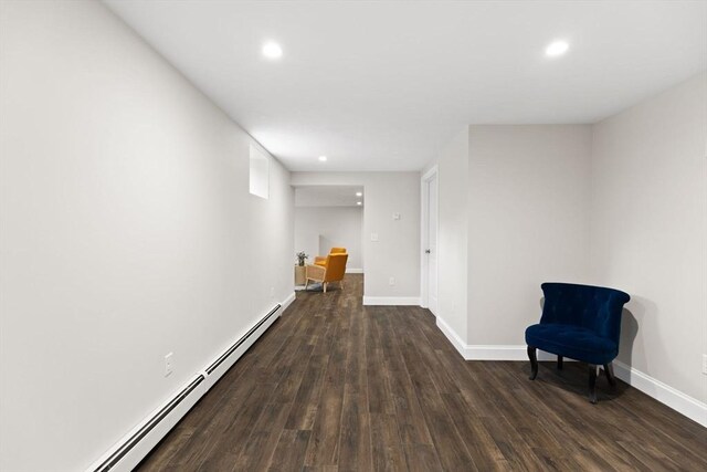 126 Prospect Hill St, Taunton, MA 02780 - unfurnished room featuring a baseboard radiator, recessed lighting, wood finished floors, and baseboards