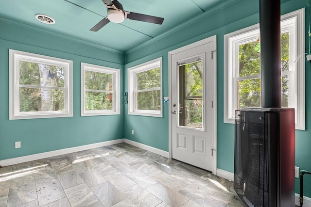 4 Farmland Rd, Saugus, MA 01906 - foyer with crown molding, baseboards, and ceiling fan