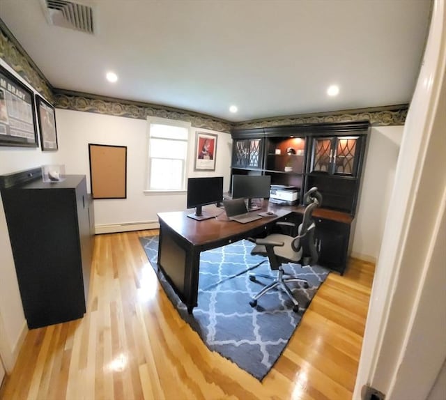 1 Pleasantview Ter, Framingham, MA 01701 - office with baseboard heating, wood finished floors, baseboards, and recessed lighting