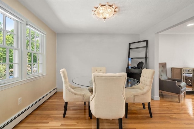 1 Pleasantview Ter, Framingham, MA 01701 - dining area featuring a baseboard radiator, light wood finished floors, and baseboards