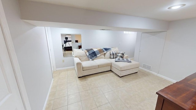 view of tiled living room