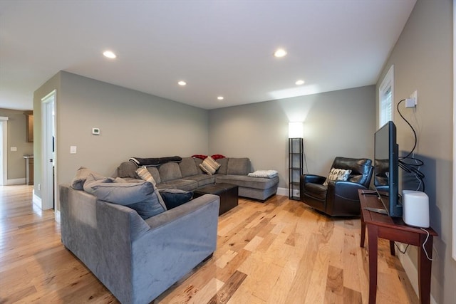 living room featuring light wood-type flooring