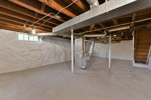 basement with heating unit