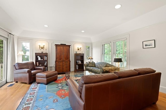 210 Melrose St, Newton, MA 02466 - living room featuring wood finished floors and recessed lighting