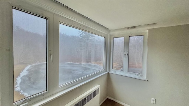 interior details featuring radiator heating unit