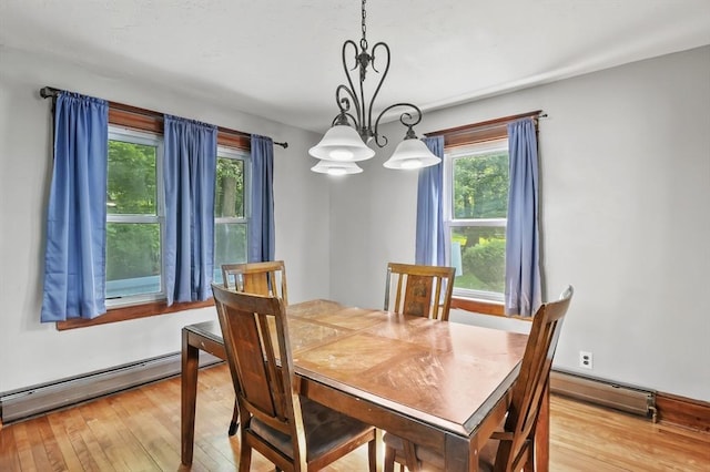 16 Boyce St, Worcester, MA 01603 - dining space featuring baseboard heating, a chandelier, and plenty of natural light