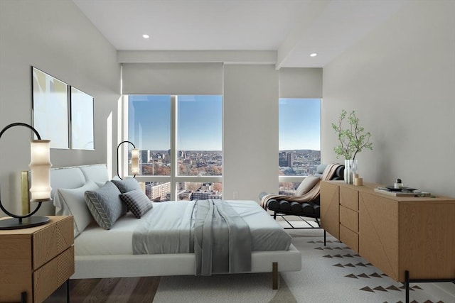 bedroom with light hardwood / wood-style floors