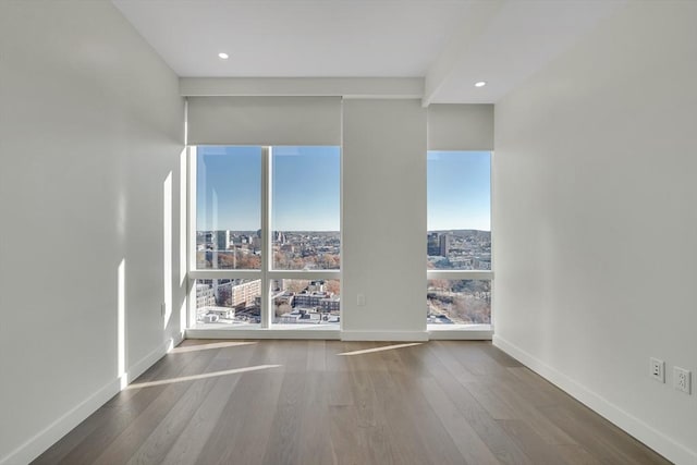 empty room with hardwood / wood-style floors