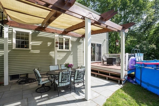 15 Rose Ln, Uxbridge, MA 01569 - view of patio / terrace featuring outdoor dining area, a wooden deck, and a pergola
