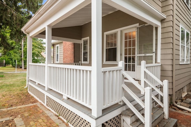 deck with a porch