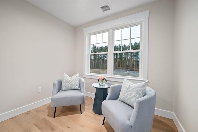 living area with light wood-type flooring