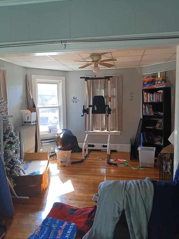 248 S Main St, Attleboro, MA 02703 - living area featuring wood finished floors and ceiling fan
