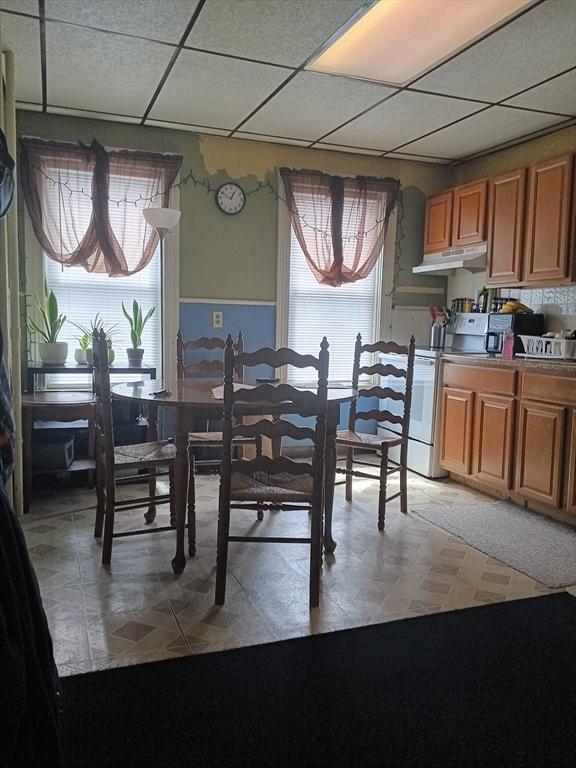 248 S Main St, Attleboro, MA 02703 - dining space featuring healthy amount of natural light and a drop ceiling