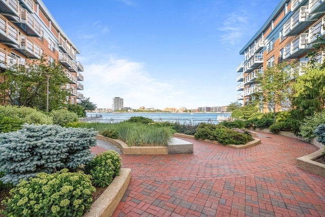 view of property's community with a water view