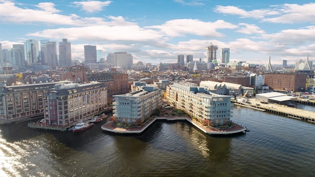 property's view of city with a water view