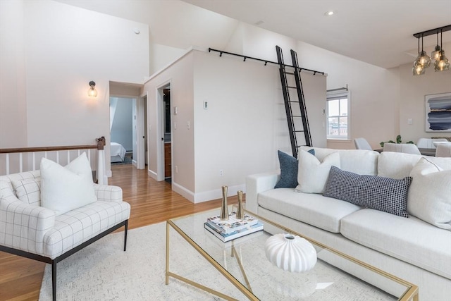 living room with hardwood / wood-style floors