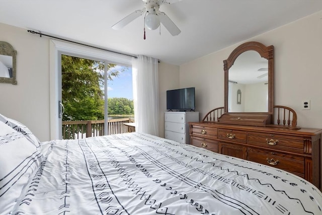 52 Lake Shore Dr, Essex, MA 01929 - bedroom featuring access to exterior and a ceiling fan