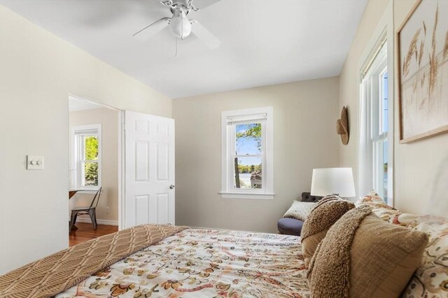1 Batchelder Ave, North Reading, MA 01864 - bedroom with wood finished floors, a ceiling fan, and baseboards