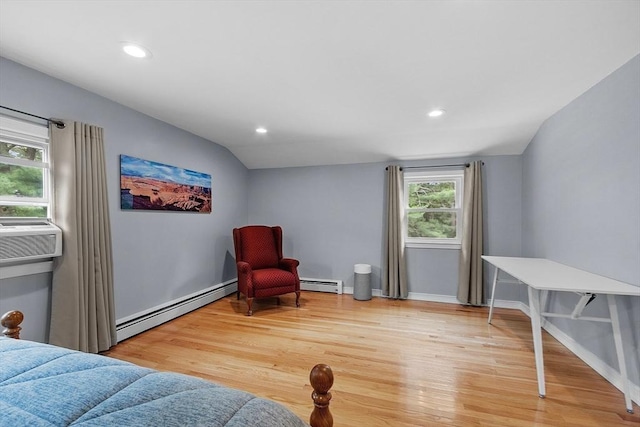 81 Baldwin Rd, Billerica, MA 01821 - sitting room with a baseboard heating unit, wood finished floors, recessed lighting, and cooling unit