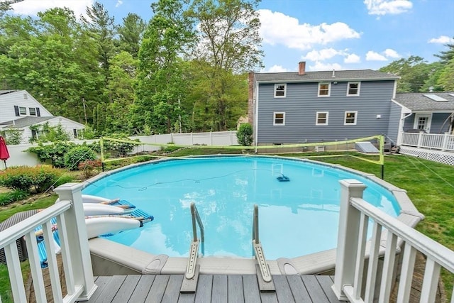 81 Baldwin Rd, Billerica, MA 01821 - view of swimming pool with a wooden deck