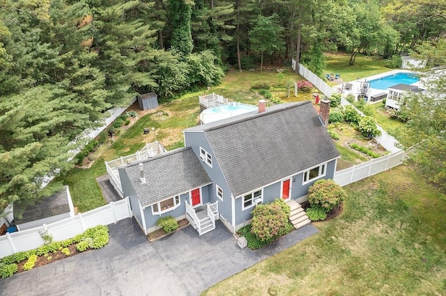 81 Baldwin Rd, Billerica, MA 01821 - view from above of property with a pool