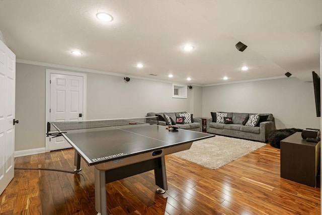 4 Kestrel Way, Carver, MA 02330 - playroom with crown molding, hardwood / wood-style floors, recessed lighting, and baseboards