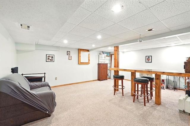 19 Arnold Ave, Chicopee, MA 01013 - bar featuring carpet flooring, baseboards, recessed lighting, and a paneled ceiling