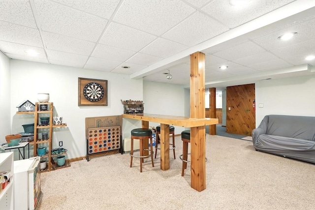 19 Arnold Ave, Chicopee, MA 01013 - game room featuring carpet, a drop ceiling, recessed lighting, and baseboards
