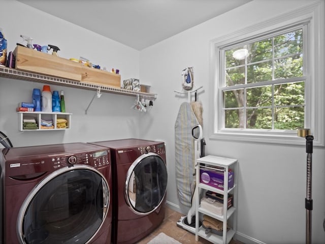 66 Saville, North Andover, MA 01845 - laundry area featuring washer and clothes dryer, baseboards, and tile patterned flooring