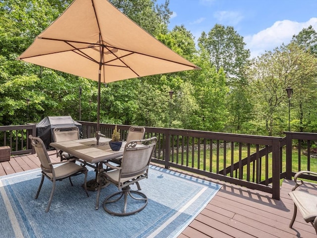 66 Saville, North Andover, MA 01845 - wooden terrace featuring outdoor dining space and area for grilling