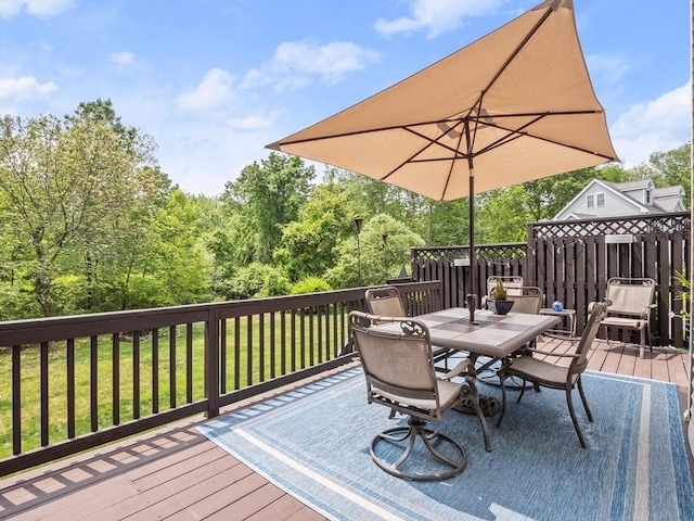 66 Saville, North Andover, MA 01845 - wooden terrace featuring outdoor dining area and a lawn