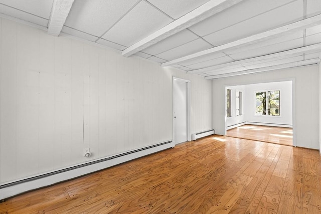 empty room with a baseboard radiator and hardwood / wood-style flooring