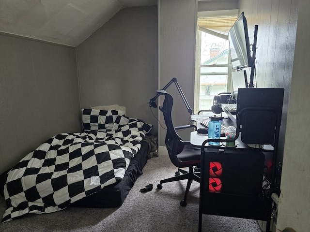 20 Central St, West Brookfield, MA 01585 - bedroom featuring lofted ceiling, carpet, and an office area