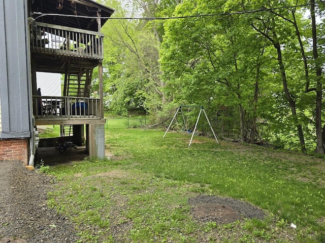 20 Central St, West Brookfield, MA 01585 - view of green lawn featuring stairs and a deck