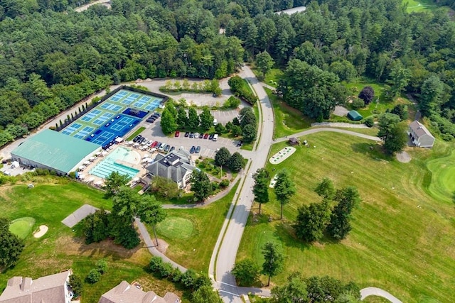 aerial view with a forest view