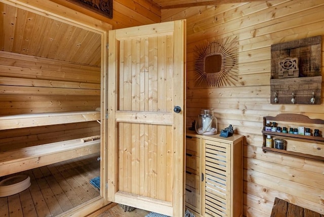 view of sauna