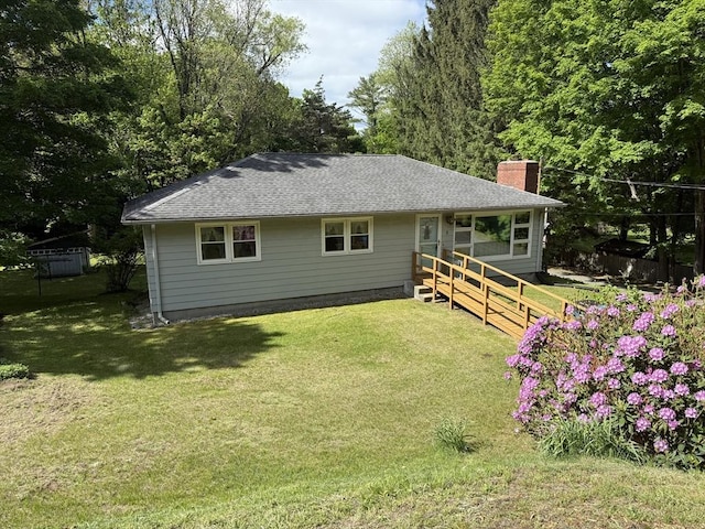 4 King Ln, Monson, MA 01057 - rear view of house featuring a chimney and a shingled roof