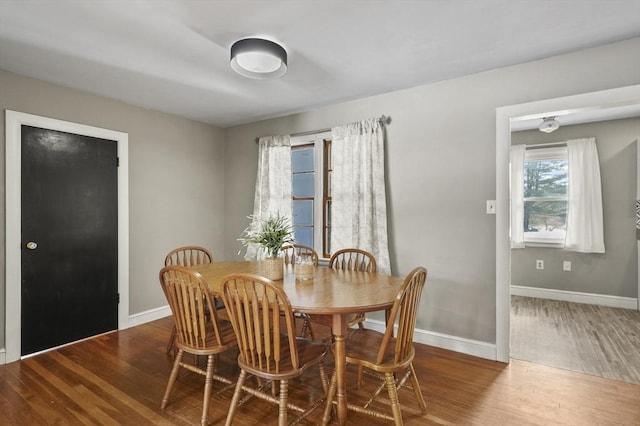 dining room featuring baseboards and wood finished floors