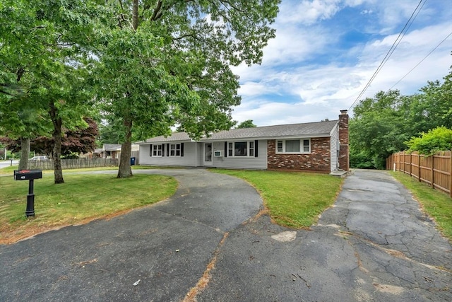 42 Charlotte Furnace Rd, Wareham, MA 02576 - ranch-style house with a chimney, driveway, and brick siding