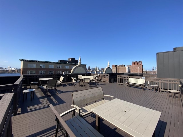 deck featuring a view of city