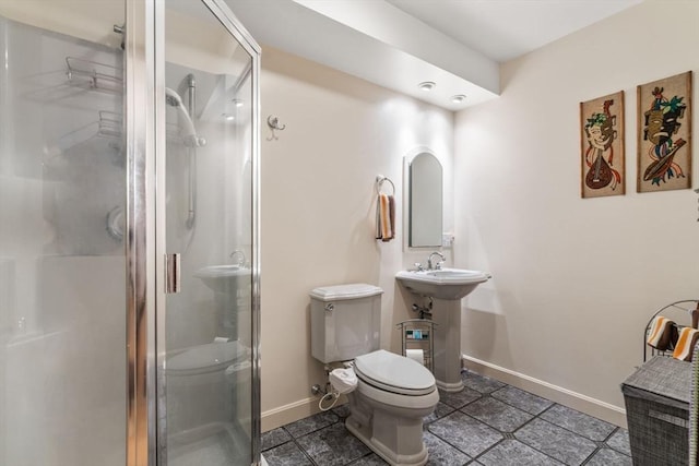16 Wadsworth Ln, Dartmouth, MA 02748 - full bathroom featuring toilet, baseboards, and a shower stall