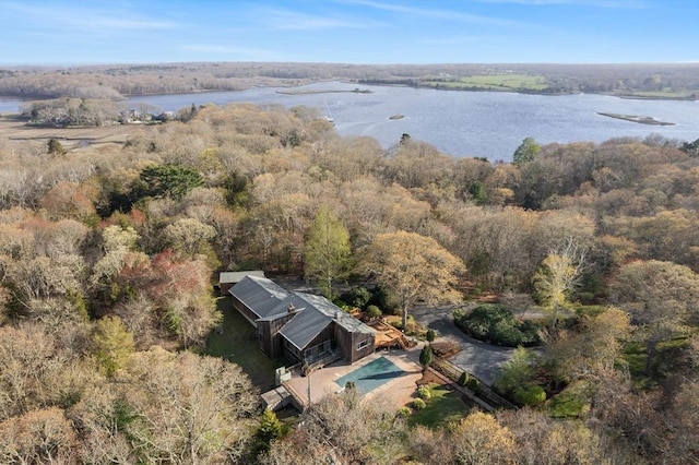 16 Wadsworth Ln, Dartmouth, MA 02748 - view from above of property featuring a nearby body of water and a forest