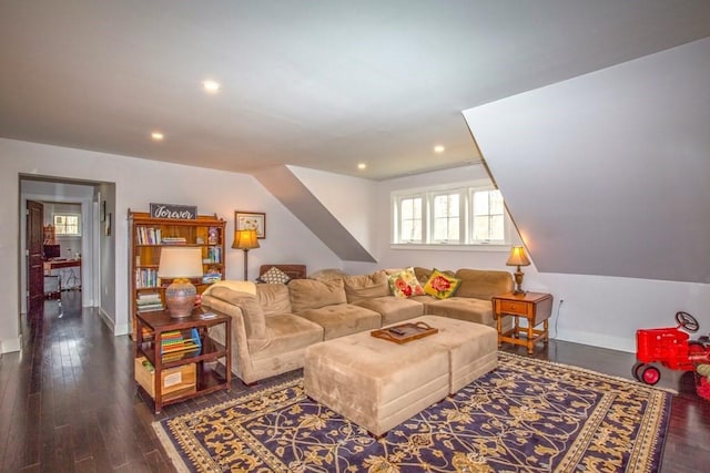 56 Otis-Tolland Rd, Blandford, MA 01008 - living room with dark wood-style flooring and recessed lighting