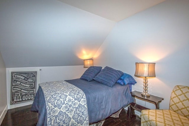 56 Otis-Tolland Rd, Blandford, MA 01008 - bedroom with lofted ceiling and dark wood-style flooring