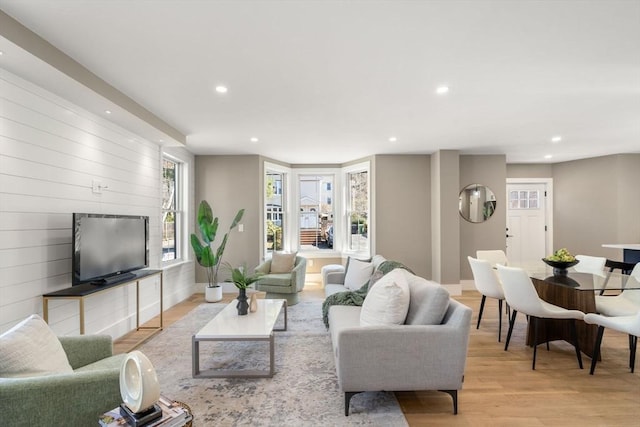 110 Fayette Unit 110, Watertown, MA 02472 - living area featuring recessed lighting, light wood-style flooring, and baseboards