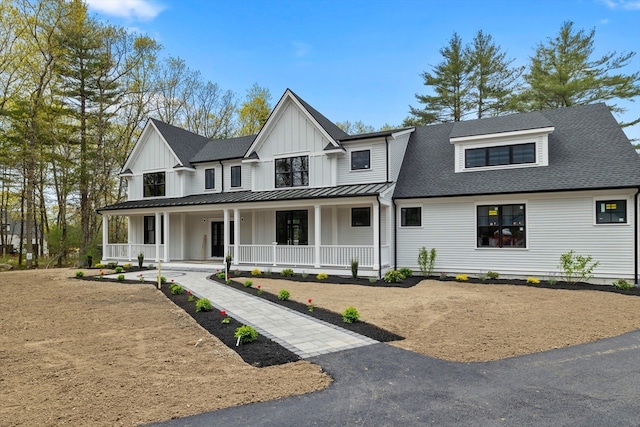 modern farmhouse with covered porch