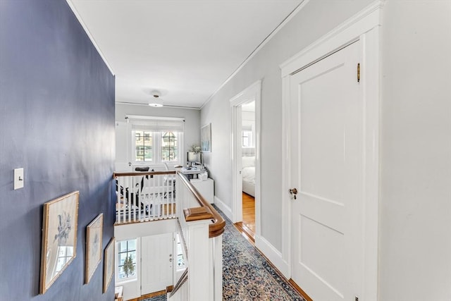 hallway with ornamental molding